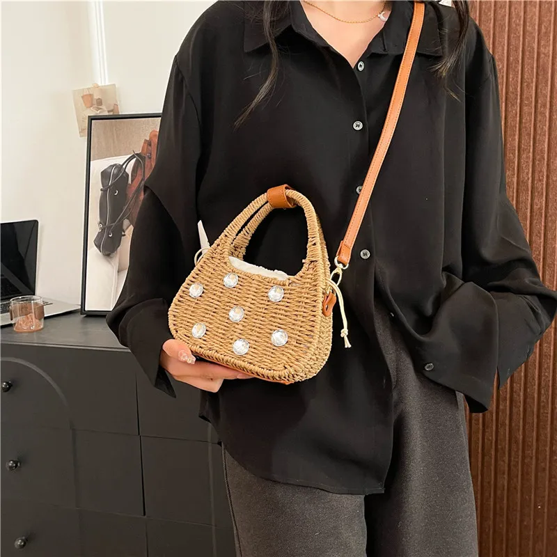RUIPAI Woven Handbag Regular Women's Beige/Khaki-9