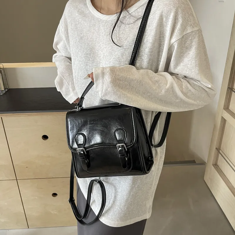 PINK·LAND PU Double Shoulder Handbag Women's Silver White/Burgundy/Black-21