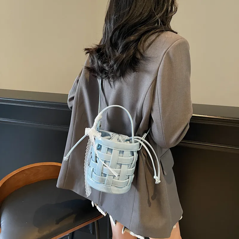 RUIPAI PU Bucket Bag Handbag Women's Black/Ecru/Blue/Silver/Pink-18