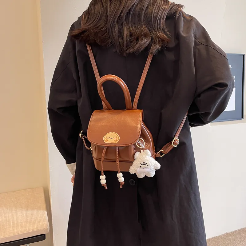 PINK·LAND PU Backpack Women's Black/Brown-8