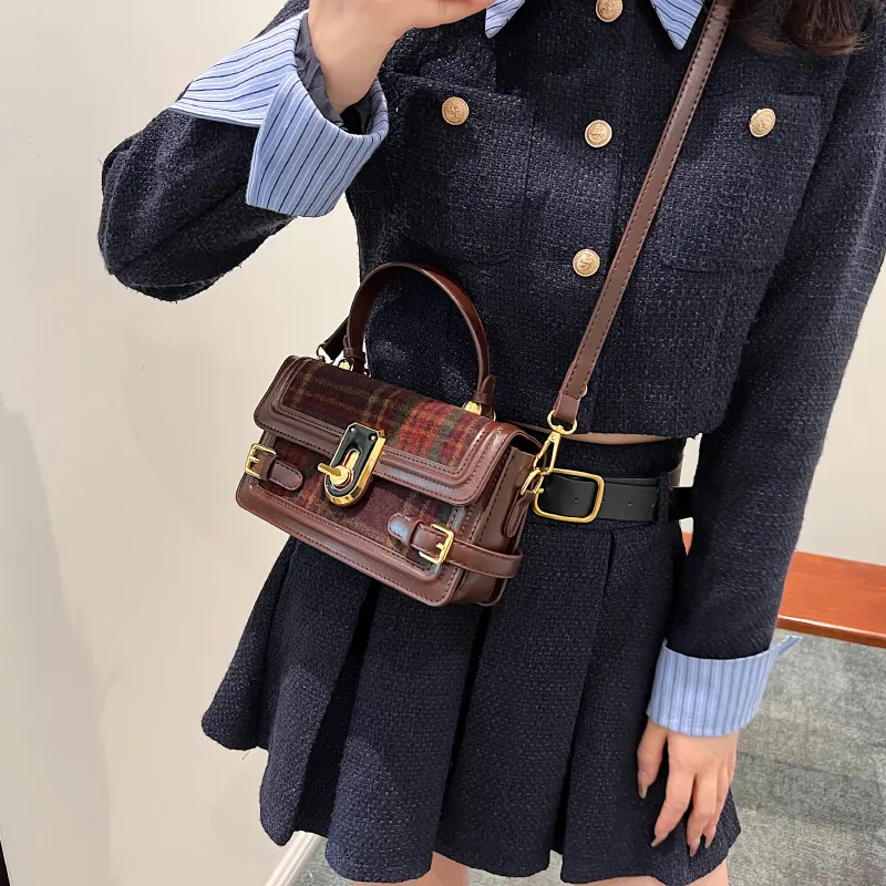 RUIPAI Woolen Crossbody Bag, Shoulder Bag, Handbag Regular Women's Coffee/Black/Burgundy-19
