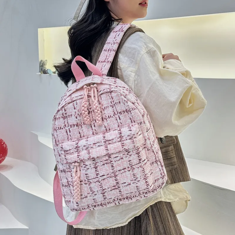 PINK·LAND Nylon Backpack Unisex Blue/Pink/Green-9