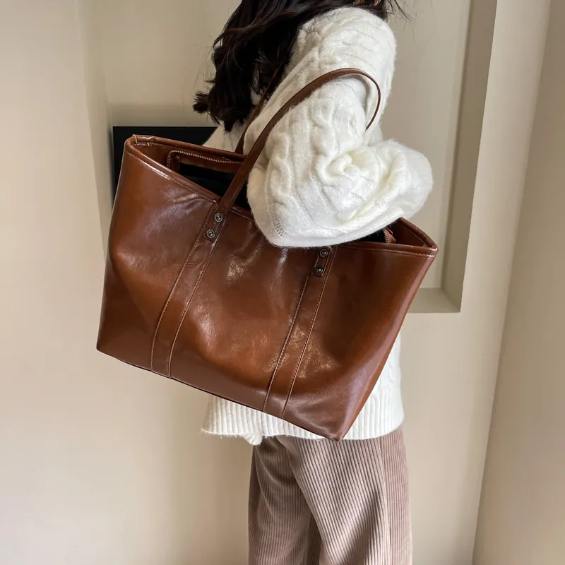 ROSEROOEN PU Tote Handbag Shoulder Bag Regular Women's Brown/Coffee/Black-1