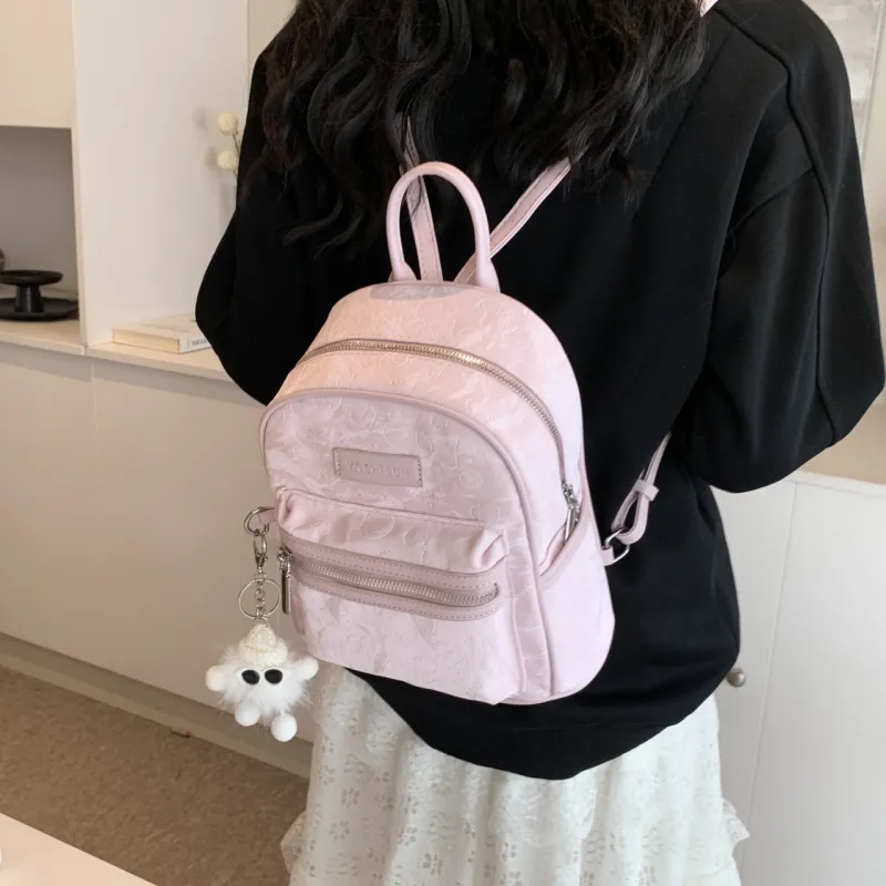 PINK·LAND PU Backpack Women's Black/Silver/Pink/White-3
