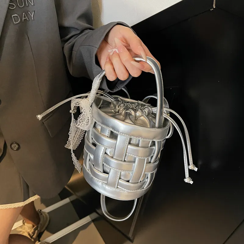 RUIPAI PU Bucket Bag Handbag Women's Black/Ecru/Blue/Silver/Pink-27