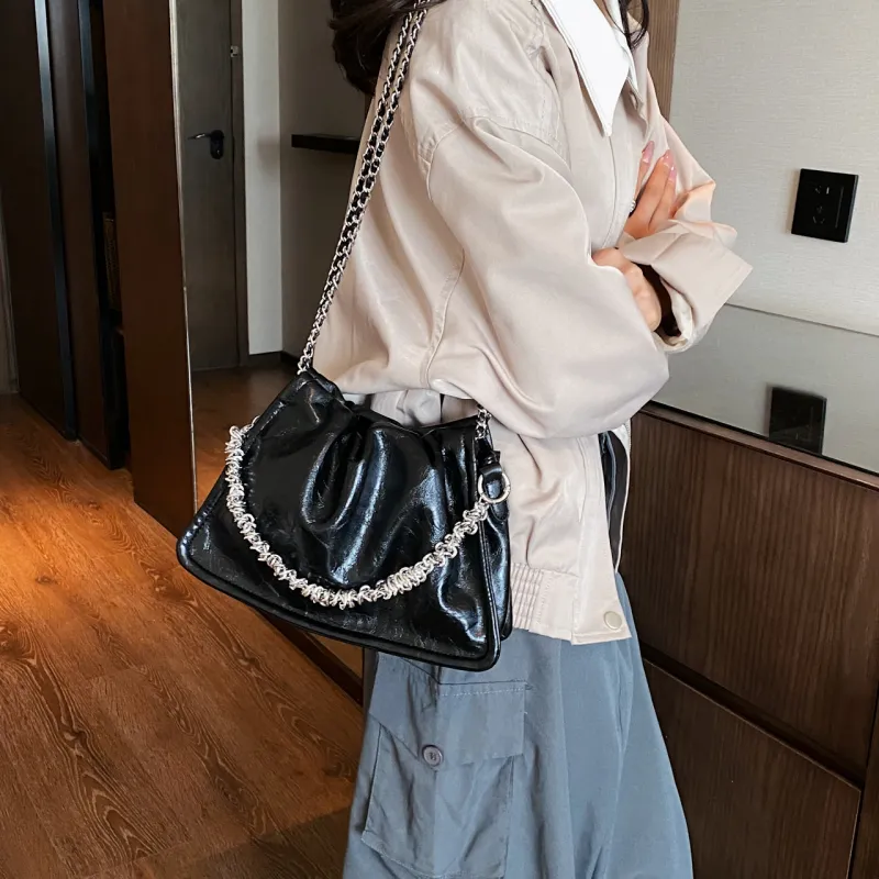 PINK·LAND Pu Material Shoulder Bag Handbag Shoulder Bag Crossbody Bag Regular Women's Black/Qiang/Silver/Havana-2