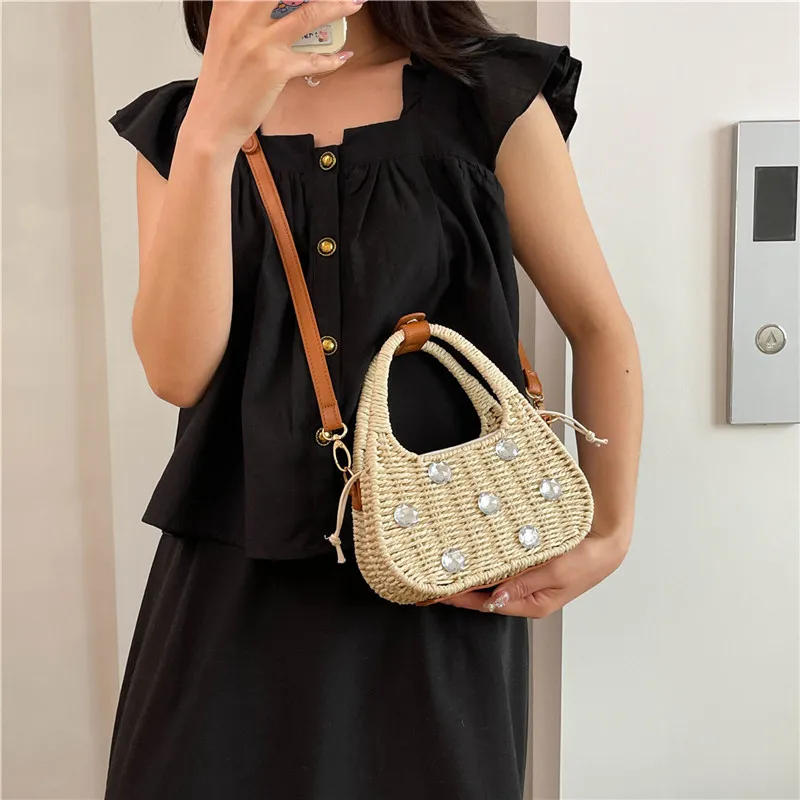 RUIPAI Woven Handbag Regular Women's Beige/Khaki-5