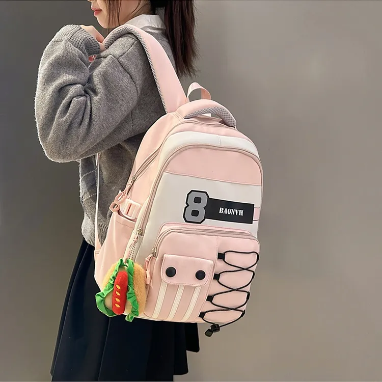 PINK·LAND Nylon Backpack Regular Unisex Multicolor-4