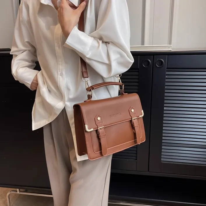 PINK·LAND PU Backpack One Shoulder Handbag Regular Women's Black/Light Brown/Coffee-7