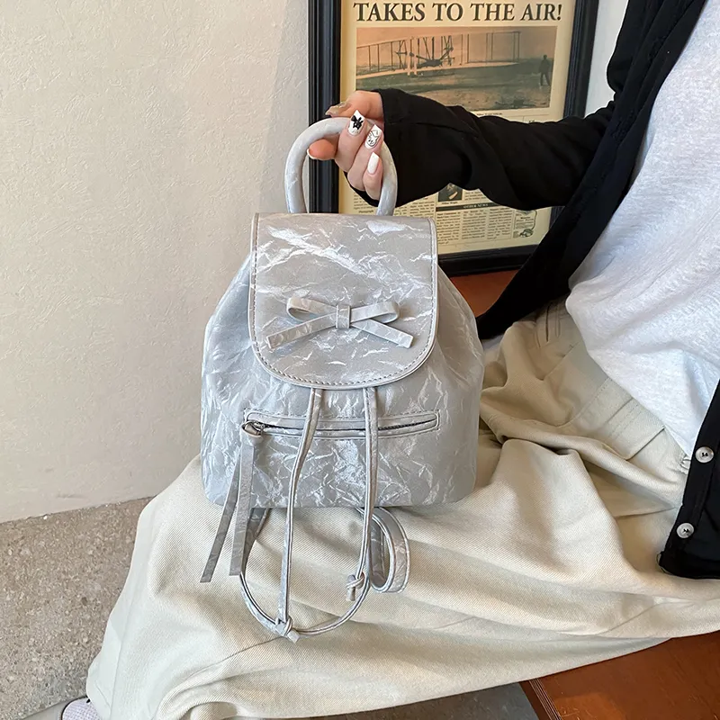 PINK·LAND PU Backpack Regular Women's Blue/Silver/White/Black-9