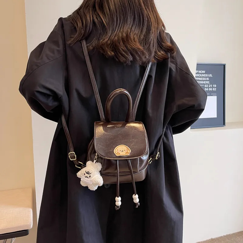 PINK·LAND PU Backpack Women's Black/Brown-13