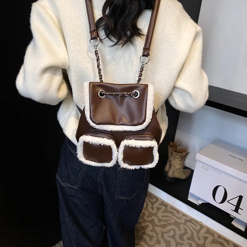 RUIPAI PU Backpack Regular Women's Brown/Coffee/Black-10