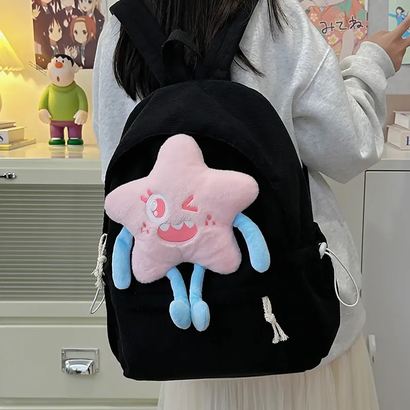 PINK·LAND Nylon Backpack Medium Size Women's White/Pink/Green/Yellow-15
