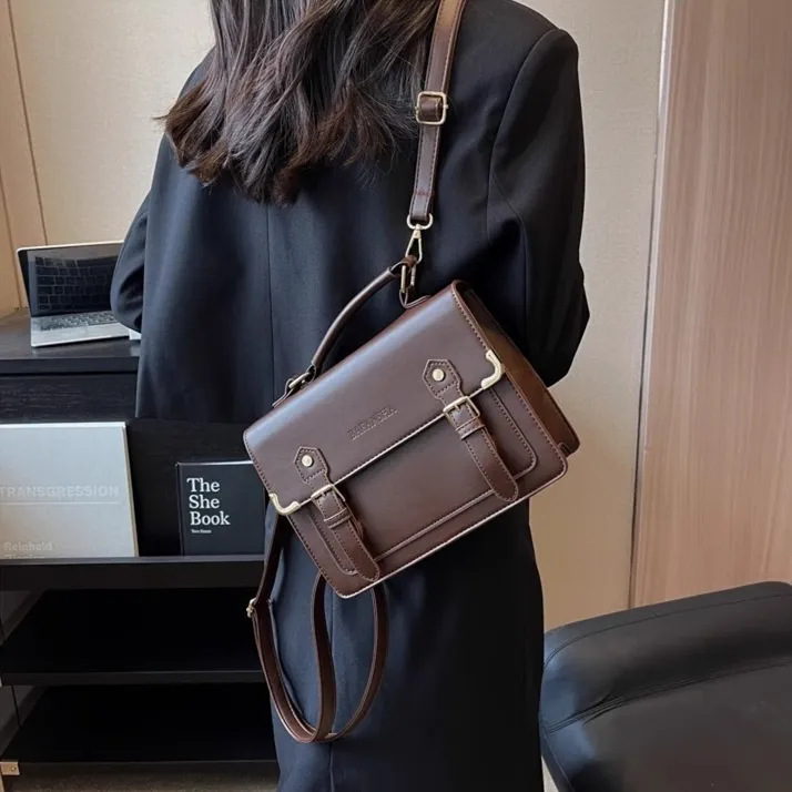 PINK·LAND PU Backpack One Shoulder Handbag Regular Women's Black/Light Brown/Coffee-12