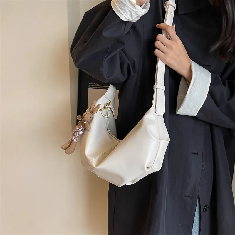 RUIPAI PU Water Dumpling Shoulder Bag Women's Black/Ecru/Coffee/Brown/Green-9