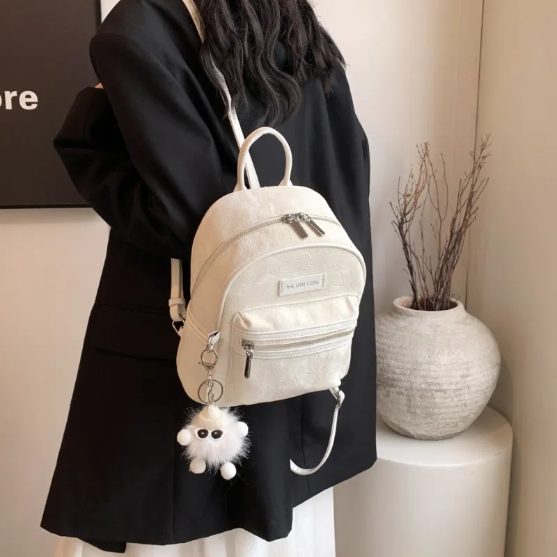 PINK·LAND PU Backpack Women's Black/Silver/Pink/White-11