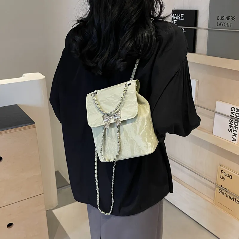 RUIPAI PU Backpack Women's Silver/Ecru/Green/Black-11