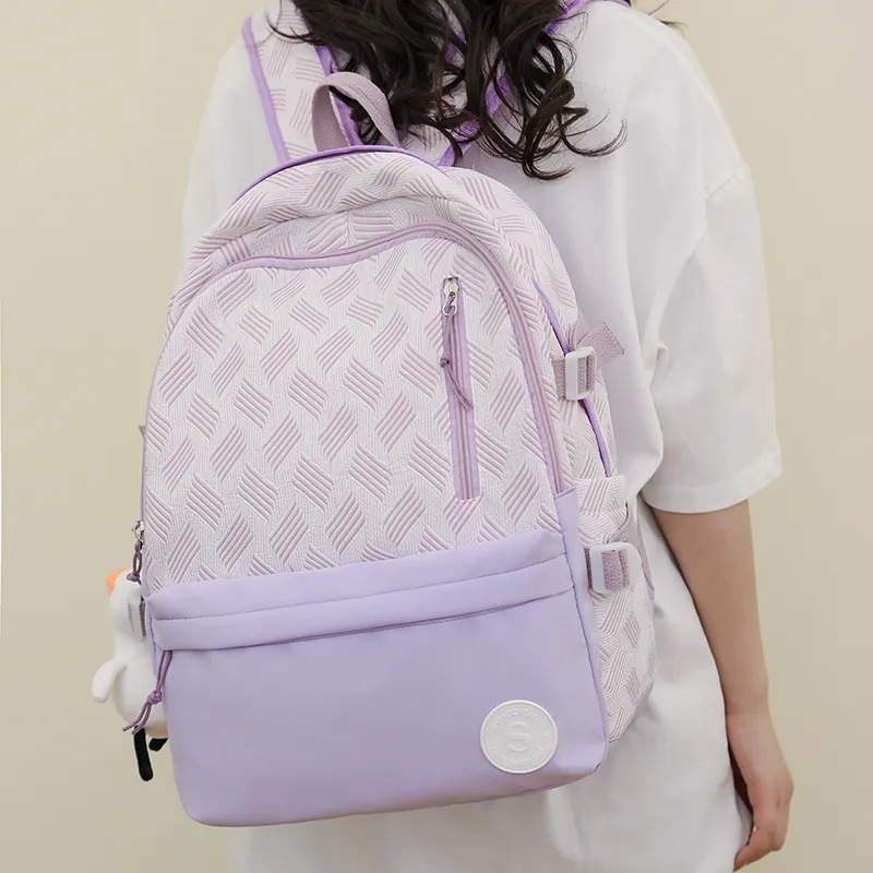 RUIPAI Nylon Backpack Regular Women's Light Purple/Light Green/Light Blue/Pink/Gray-3
