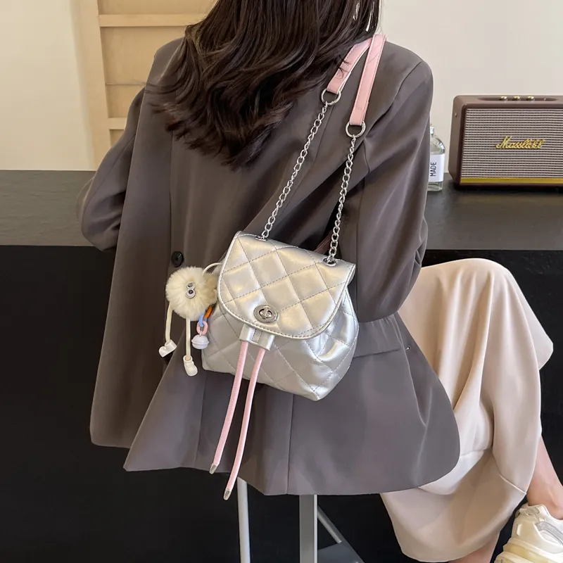 PINK·LAND PU Backpack Women's Silver & Pink/Pink/Ecru/Black/Black & Pink/Blue-6