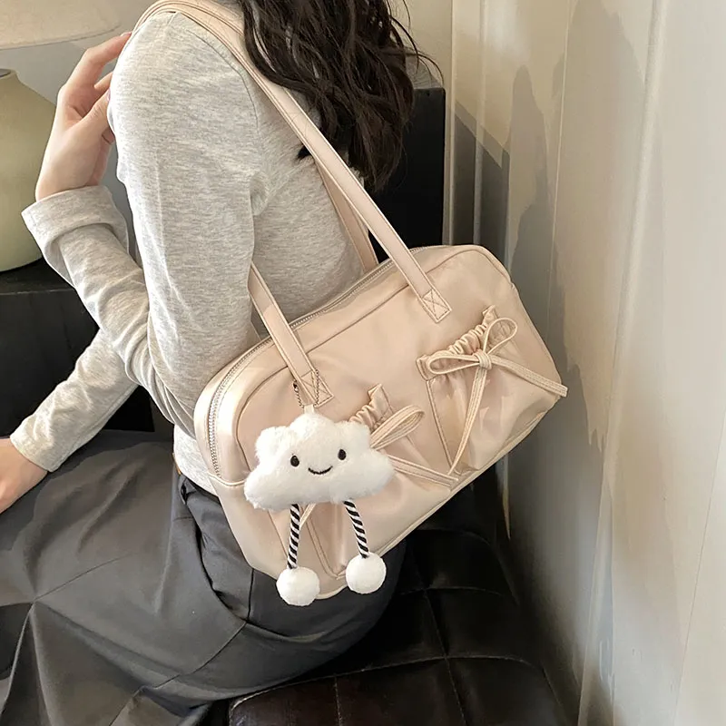 PINK·LAND PU Shoulder Bag Women's Black/Silver/Pearl Pink/Pearl White-13