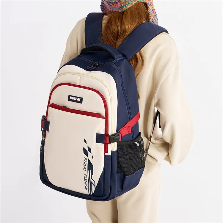 RUIPAI Fabric Backpack Regular Unisex Blue Red/Orange Green-4