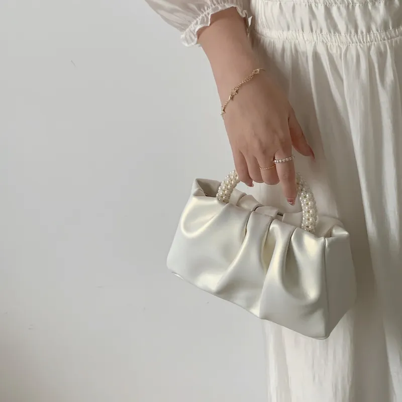 PINK·LAND PU Wrist Bag, Cloud Bag, One Shoulder Handbag Mini Women's White/Pink/Gold/Silver-1