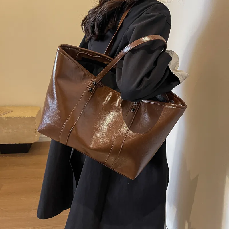 ROSEROOEN PU Tote Handbag Shoulder Bag Regular Women's Brown/Coffee/Black-8