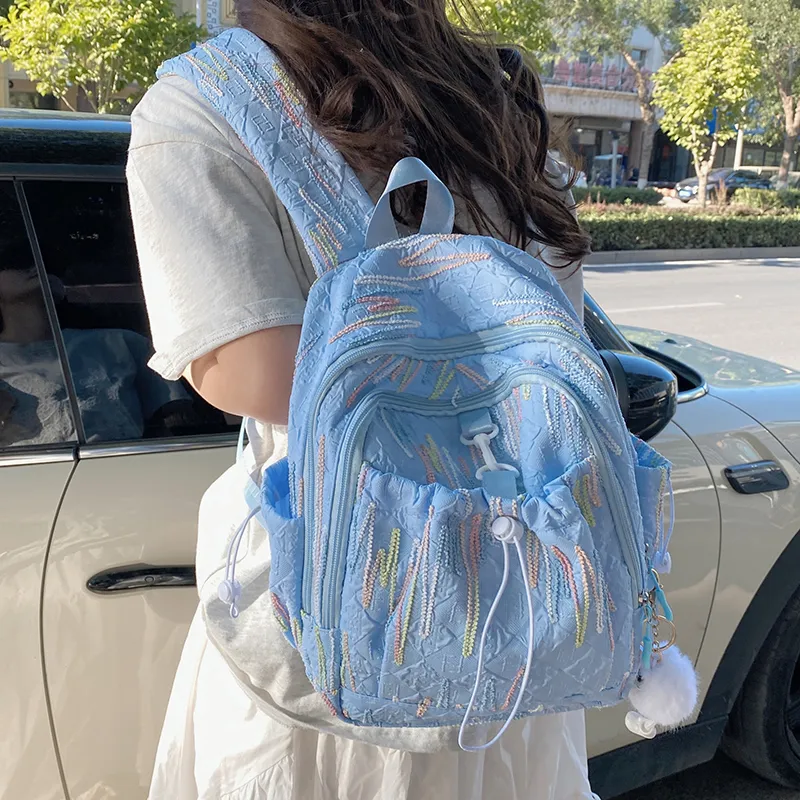 PINK·LAND Nylon Backpack Women's White/Pink/Yellow/Blue/Black-21