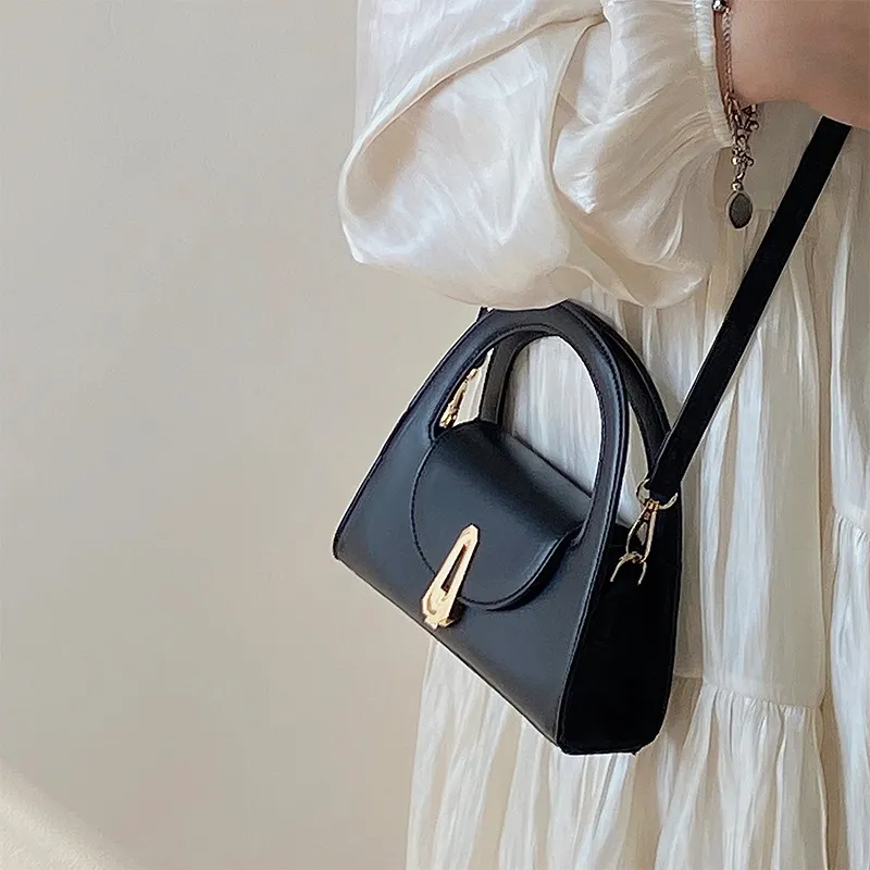 PINK·LAND PU Handbag Crossbody Bag Women's Ecru Black-5