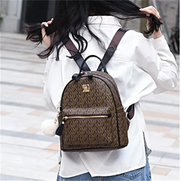 PINK·LAND PU Backpack Regular Women's Ecru/Coffee-6