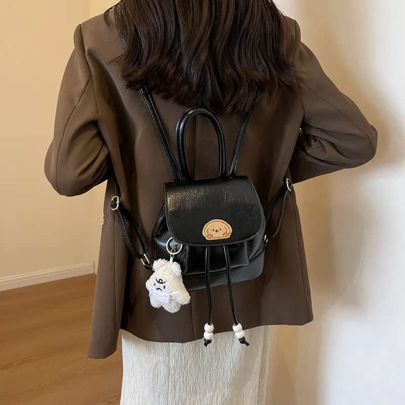 PINK·LAND PU Backpack Women's Black/Brown-2