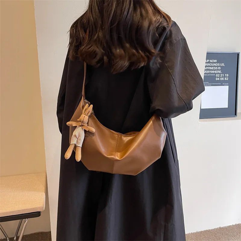 RUIPAI PU Water Dumpling Shoulder Bag Women's Black/Ecru/Coffee/Brown/Green-25