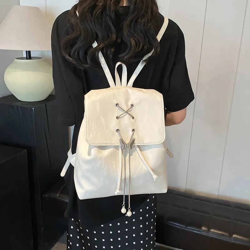 PINK·LAND PU Backpack Women's Silver/White/Green/Black-11
