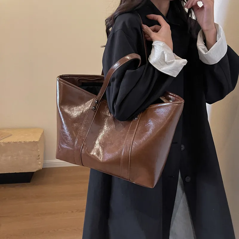 ROSEROOEN PU Tote Handbag Shoulder Bag Regular Women's Brown/Coffee/Black-11