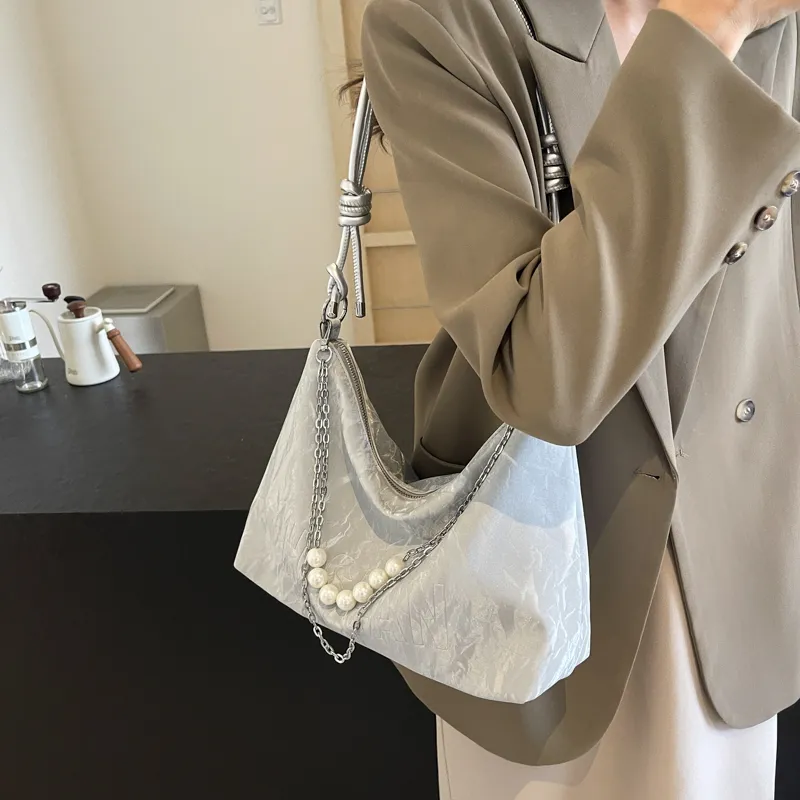 PINK·LAND PU Tote Crossbody Bag Shoulder Bag Women's Silver/Ecru/Green/Black-5