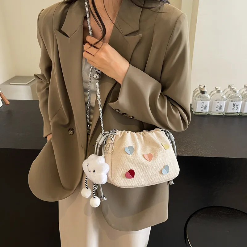 PINK·LAND PU Shoulder Bag Bucket Bag Crossbody Bag Shoulder Bag Regular Women's Ecru/Blue-2