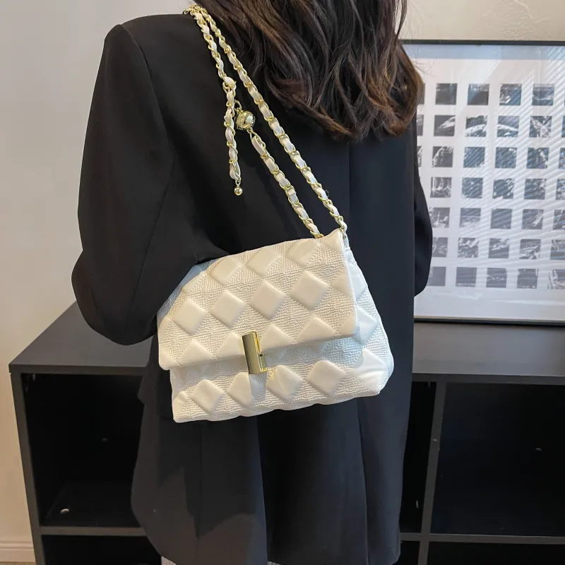 PINK·LAND PU Small Square Bag Shoulder Bag Women's Black/White-10