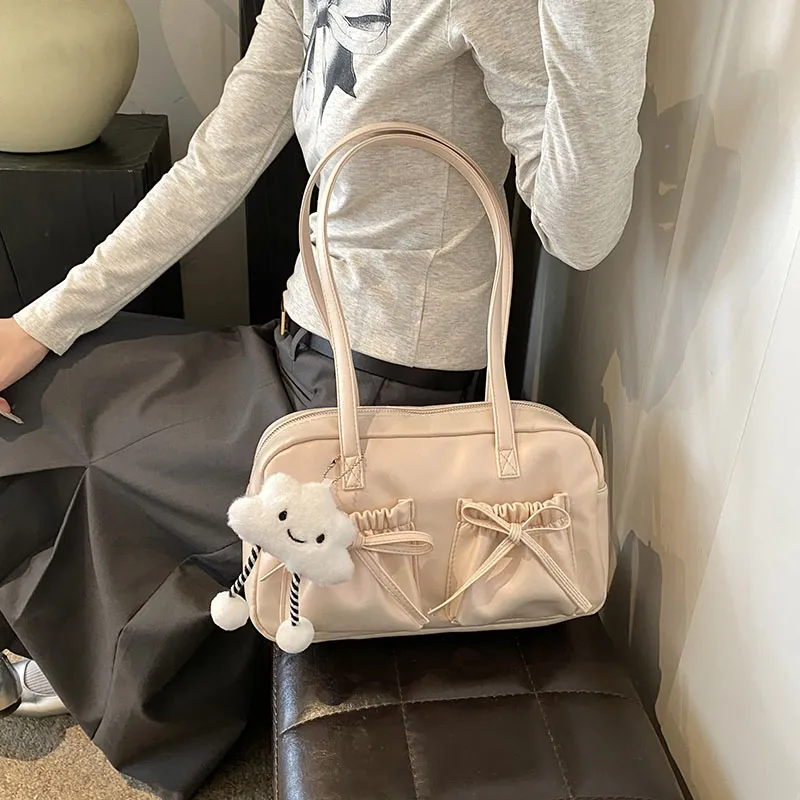 PINK·LAND PU Shoulder Bag Women's Black/Silver/Pearl Pink/Pearl White-14