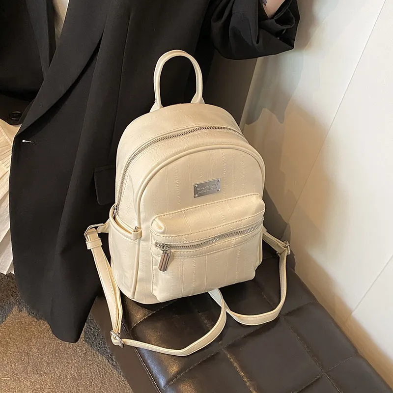 PINK·LAND PU Backpack Regular Women's White/Silver/Black-1