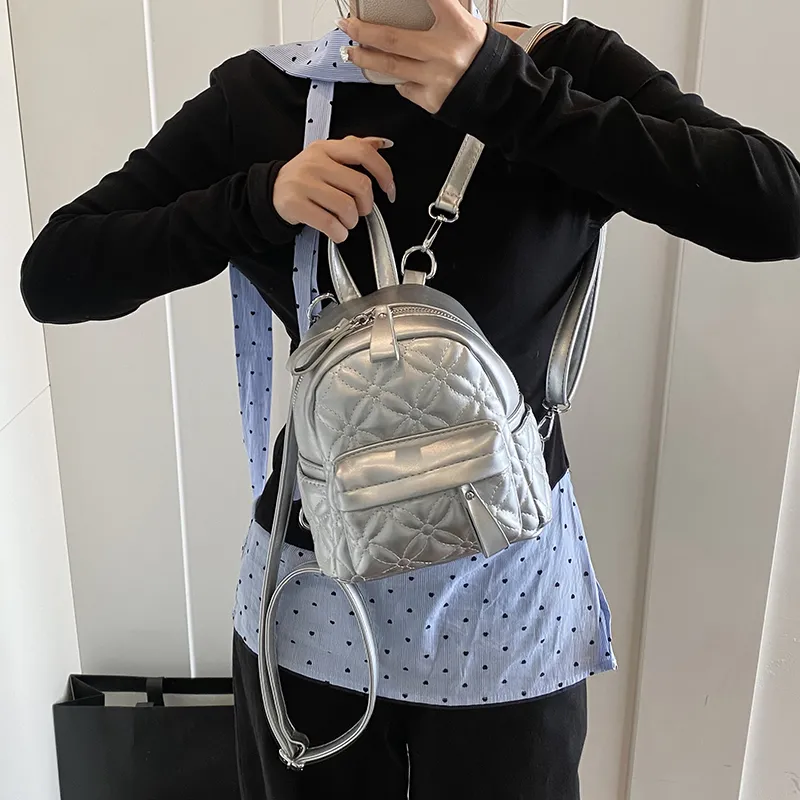 RUIPAI PU Backpack Women's Silver/Black/Yellow/White-2