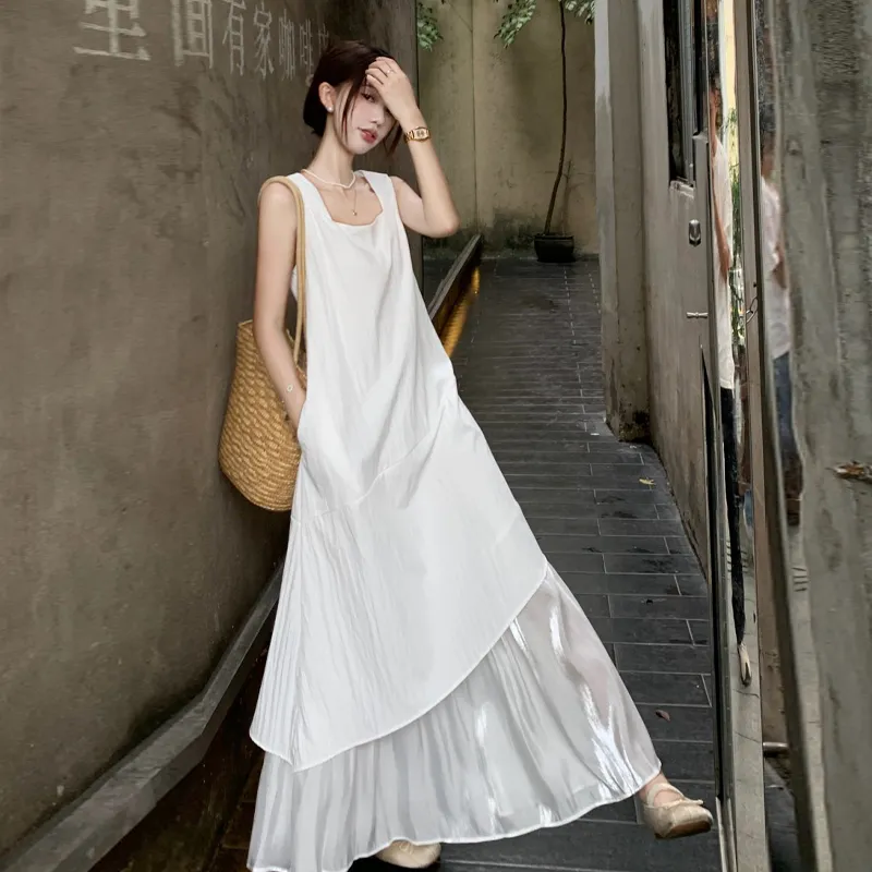 QUIET ANGEL Sleeveless Dress Women's White-3