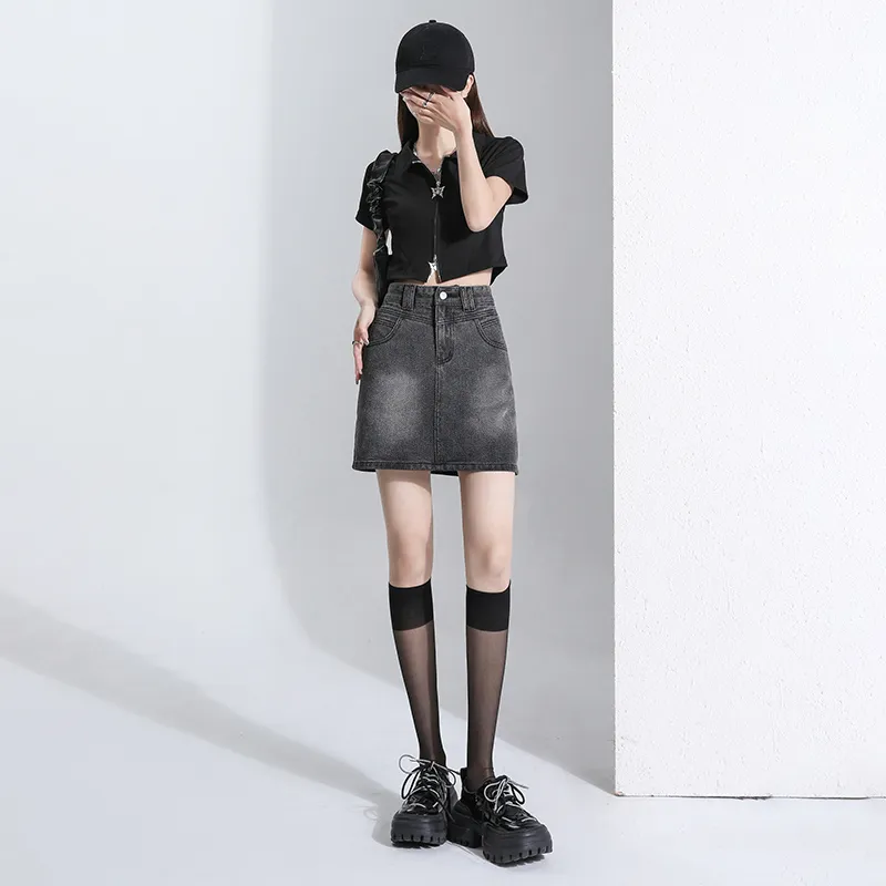 QUIET ANGEL Denim Short Skirts Women's-4