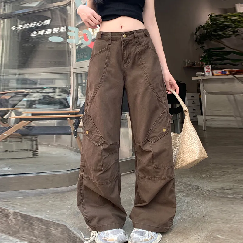 QUIET ANGEL Cargo Pants Women's Brown-2