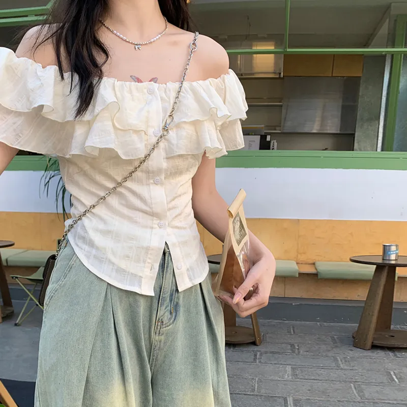 QUIET ANGEL Shirts Women's Apricot Top Shopping Bag-3