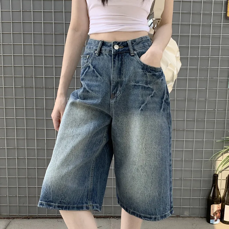 QUIET ANGEL Denim Shorts Women's Blue-3