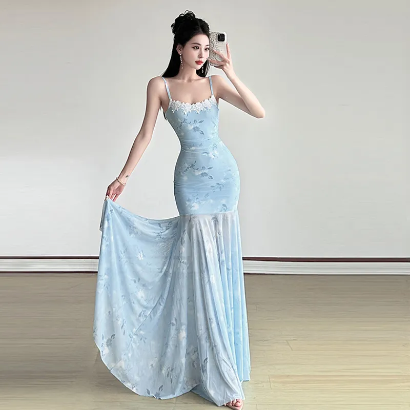 QUIET ANGEL Slip Dress Women's Blue-4