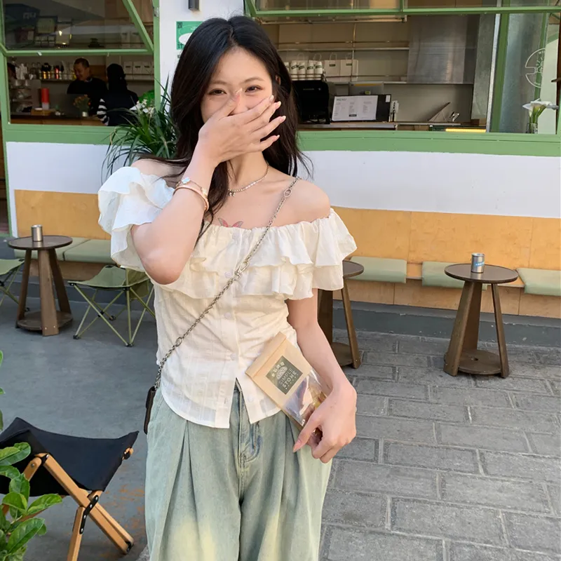 QUIET ANGEL Shirts Women's Apricot Top Shopping Bag-4
