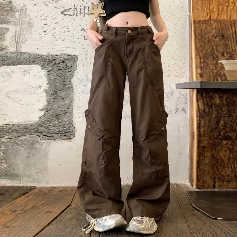 QUIET ANGEL Cargo Pants Women's Brown-4