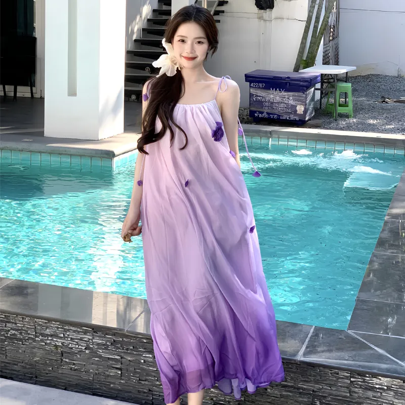 QUIET ANGEL Slip Dresses Women's Gradient Purple Shopping Bag-2