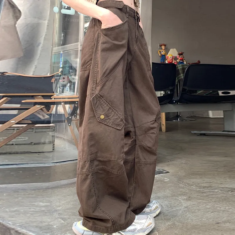 QUIET ANGEL Cargo Pants Women's Brown-3